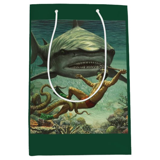 Happy Shark Week ミディアムペーパーバッグ (正面)