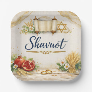 Happy Shavuot, Feast of Weeks, Chag Sameach  ペーパープレート
