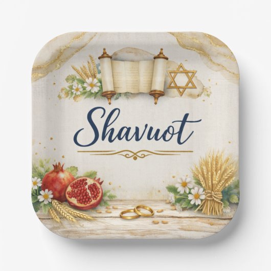 Happy Shavuot, Feast of Weeks, Chag Sameach  ペーパープレート (正面)