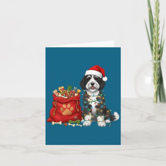 Happy Sheepadoodle Christmas Lights Dog Mom Sheepa カード (正面)