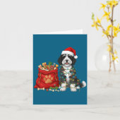 Happy Sheepadoodle Christmas Lights Dog Mom Sheepa カード (黄色い花)