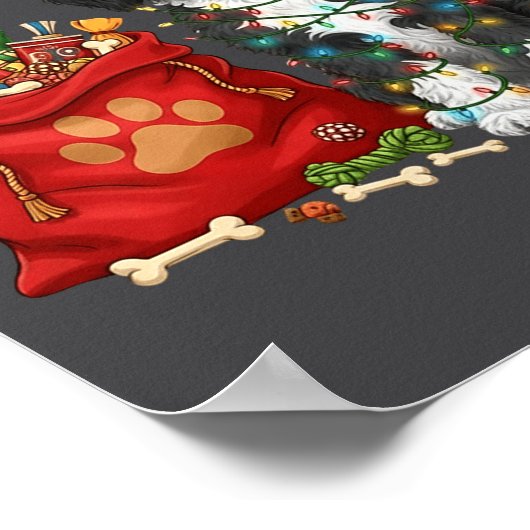 Happy Sheepadoodle Christmas Lights Dog Mom Sheepa ポスター (角)