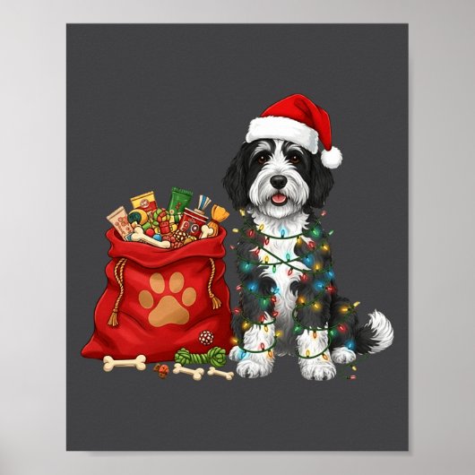 Happy Sheepadoodle Christmas Lights Dog Mom Sheepa ポスター (正面)