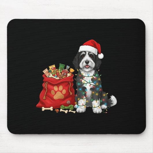 Happy Sheepadoodle Christmas Lights Dog Mom Sheepa マウスパッド (正面)