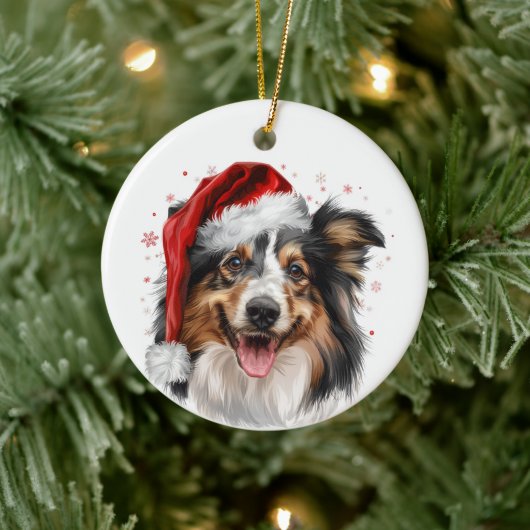 Happy Sheltie Dog Christmas Personalized セラミックオーナメント (ツリー)