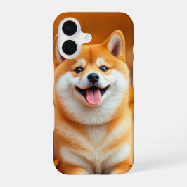 Happy Shiba Inu in Autumn Leaves Phone Case iPhone 16ケース