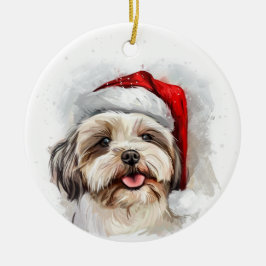 Happy Shih Tzu Dog Christmas Personalized セラミックオーナメント