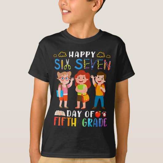 Happy Six Seven Day Of Fifth Grade Student Back To Tシャツ (正面)