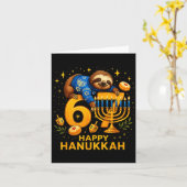 Happy Six Seven Hanukkah Funny Meme Menorah Sloth  カード (黄色い花)