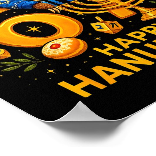 Happy Six Seven Hanukkah Funny Meme Menorah Sloth  ポスター (角)