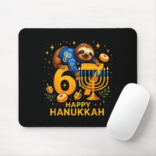 Happy Six Seven Hanukkah Funny Meme Menorah Sloth マウスパッド (マウス)