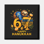 Happy Six Seven Hanukkah Funny Meme Menorah Sloth  マグネット (正面)
