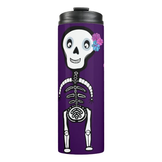 Happy Skeletons with flowers タンブラー (正面)