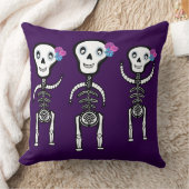Happy skeletons with flowers Tote クッション (ブランケット)