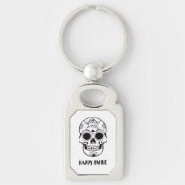 Happy Smile Skull – Floral Skull Art Keychain キーホルダー