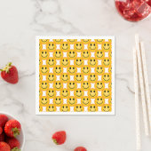 Happy Smiley Face Emoji Printed Party Paper Napkin スタンダードカクテルナプキン (インサイチュ)