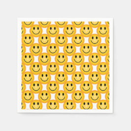 Happy Smiley Face Emoji Printed Party Paper Napkin スタンダードカクテルナプキン