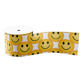 Happy Smiley Face Emoji Printed Ribbon グログランリボン