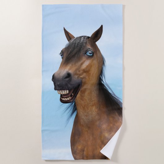 Happy Smiling Bay Horse ビーチタオル (正面)