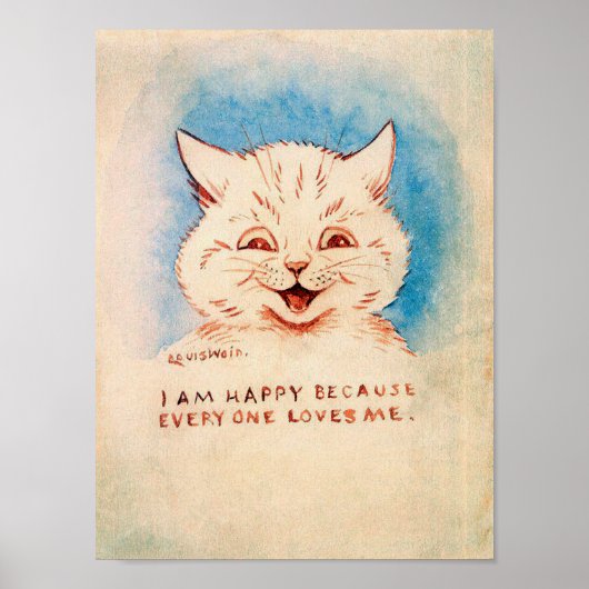 Happy Smiling Cat, Louis Wain ポスター (正面)