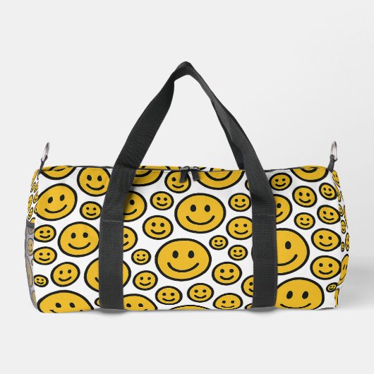 Happy Smiling Face Patterned Duffel Bag ダッフルバッグ (裏面)