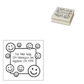 Happy Smiling Faces Return Address Rubber Stamp ラバースタンプ (押印)