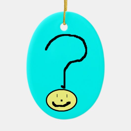 Happy Smiling Question Mark Emoji, Kids Art セラミックオーナメント (正面)
