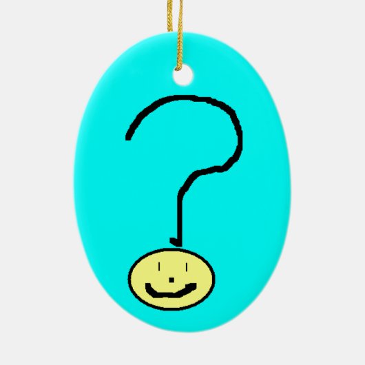 Happy Smiling Question Mark Emoji, Kids Art セラミックオーナメント (裏面)