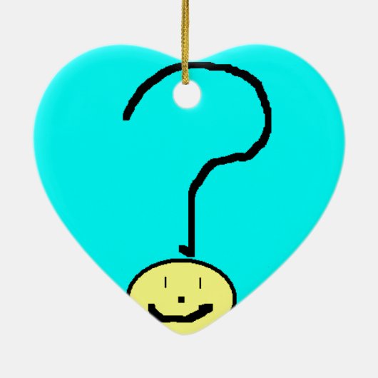Happy Smiling Question Mark Emoji, Kids Art セラミックオーナメント (裏面)