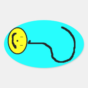 Happy Smiling Question Mark Emoji, Kids Art 楕円形シール