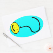 Happy Smiling Question Mark Emoji, Kids Art 楕円形シール (封筒)