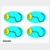 Happy Smiling Question Mark Emoji, Kids Art 楕円形シール (シート)