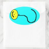 Happy Smiling Question Mark Emoji, Kids Art 楕円形シール (バッグ)
