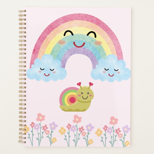 Happy Smiling Rainbow with Cute Snail & Fluffy  プランナー手帳 (正面)