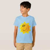 "Happy Smiling Sun" Bright Yellow Graphic Boys'  Tシャツ (正面フル)
