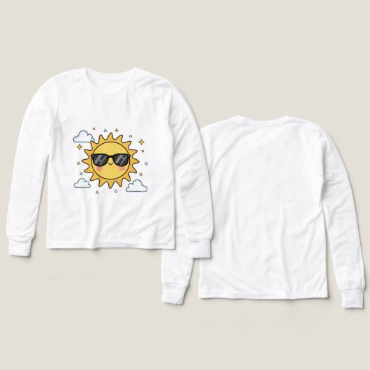 Happy Smiling Sun Cartoon - Minimalist Kawaii Suns (デザイン 正面&背面)