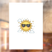 Happy Smiling Sun Cartoon - Minimalist Kawaii Suns ウィンドウサイン (シート2)