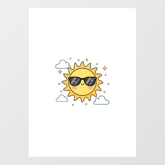 Happy Smiling Sun Cartoon - Minimalist Kawaii Suns ウィンドウサイン (シート)