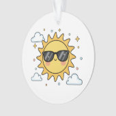 Happy Smiling Sun Cartoon - Minimalist Kawaii Suns オーナメント (正面)