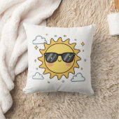 Happy Smiling Sun Cartoon - Minimalist Kawaii Suns クッション (ブランケット)