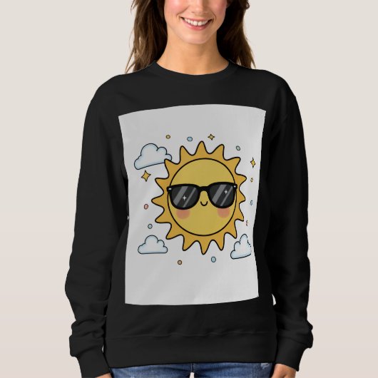 Happy Smiling Sun Cartoon - Minimalist Kawaii Suns スウェットシャツ (正面)