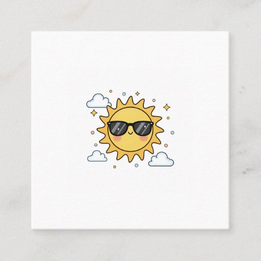 Happy Smiling Sun Cartoon - Minimalist Kawaii Suns スクエア名刺 (正面)