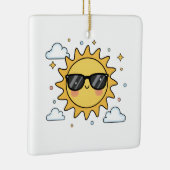 Happy Smiling Sun Cartoon - Minimalist Kawaii Suns セラミックオーナメント (右)