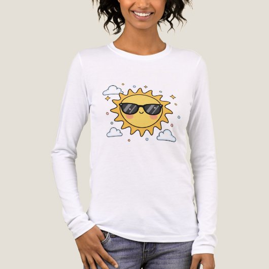 Happy Smiling Sun Cartoon - Minimalist Kawaii Suns トライブレンドTシャツ (正面)