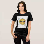 Happy Smiling Sun Cartoon - Minimalist Kawaii Suns トライブレンドTシャツ (正面全面)