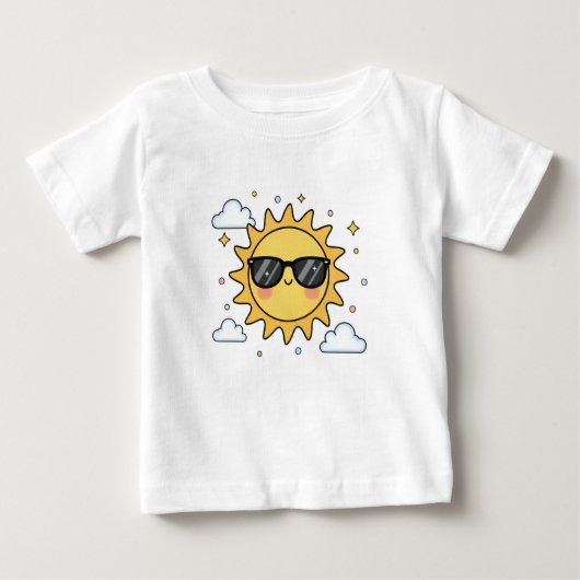 Happy Smiling Sun Cartoon - Minimalist Kawaii Suns ベビーTシャツ (正面)