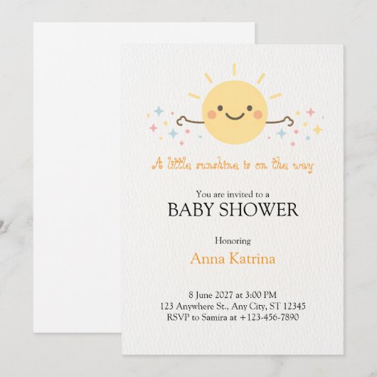 Happy Smiling Sun with Sparkling Magic 招待状 (正面/裏面)