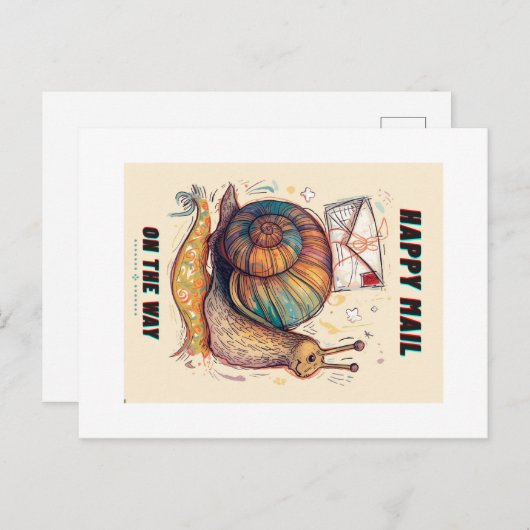 Happy Snail Mail Postcard ポストカード (正面/裏面)
