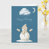 Happy Snowman Christmas カード (黄色い花)