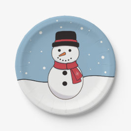 Happy Snowman Christmas Holiday ペーパープレート